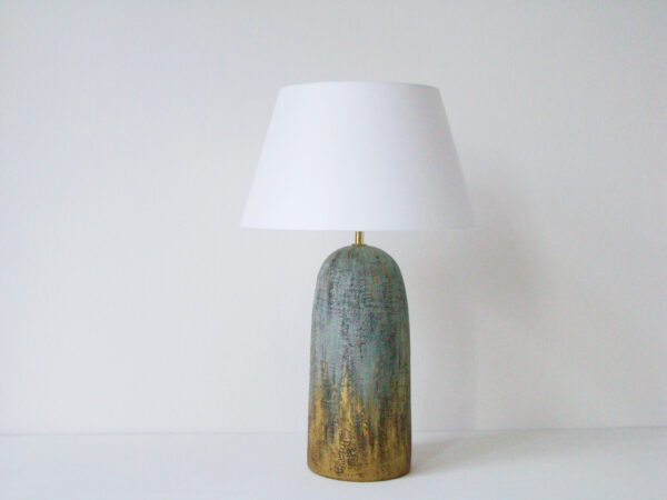Keramická stolní lampa zlatá šedá